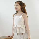 Petunia Girls Beige Striped Top and Skort Set