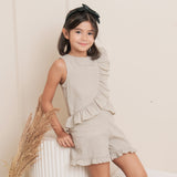 Renata Girls  Green Ruffled Top and Shorts Set