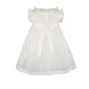 Elsa White Hand Smocked Dress with diaper cover