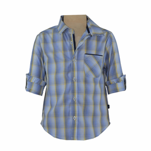 Felix Multi checkered Blue Long Sleeve Polo