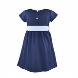 Anais Knit Navy Dress with Stripe belt
