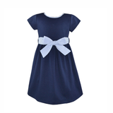 Anais Knit Navy Dress with Stripe belt