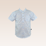 Aston Boy Blue Floral Print Short Sleeved Polo