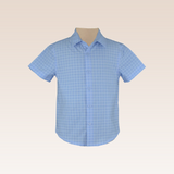 Gerald Lt. Blue Checks Short Sleeve Polo