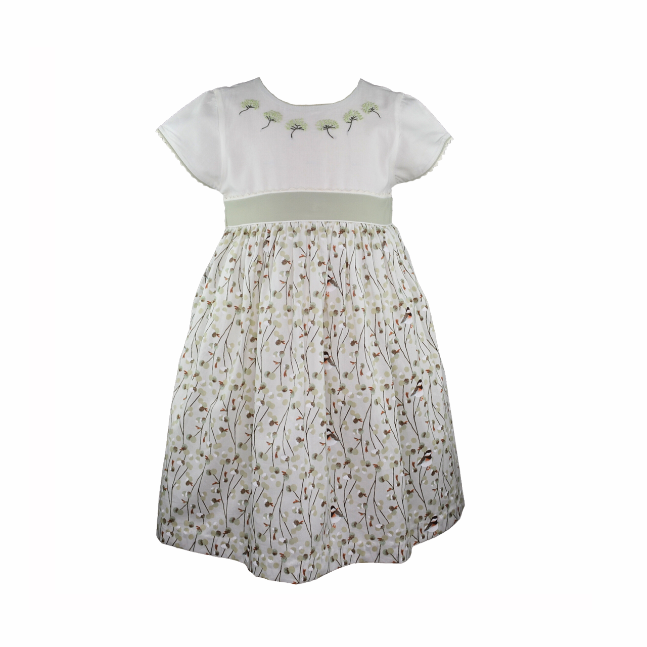 Sage Hand Embroidered Dress
