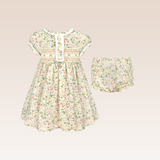 Naomi Baby Girls Yellow Smocked Dress with diaper cover