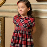 Serafin Girls Red Checkered Smocked Dress