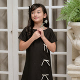 Thierry Girls Black Shift Dress with Bows