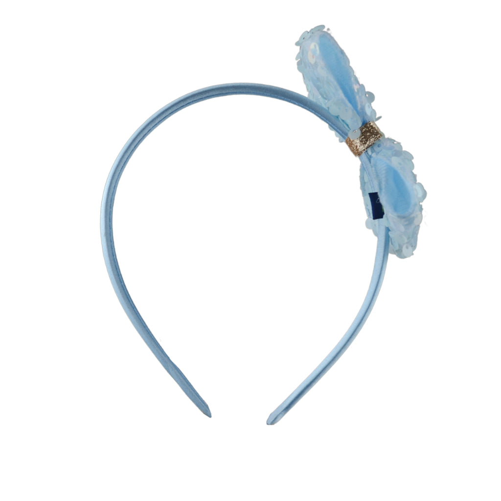 Belle Blue Headband Sequined Bow