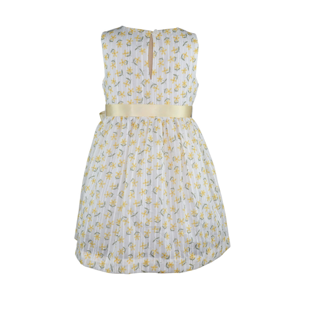 Talitha Ivory Floral Dress with Ribbon Bow