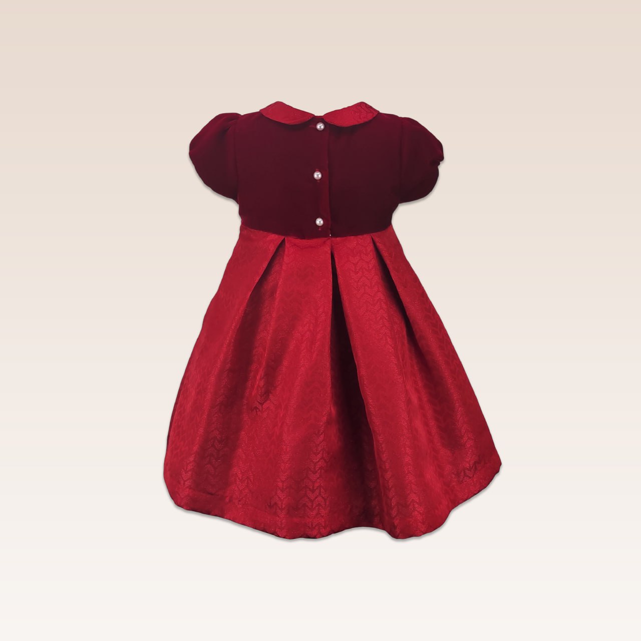 Anouck Baby Girls  Velveteen Party Dress with Jacquard Ribbon Detail Front