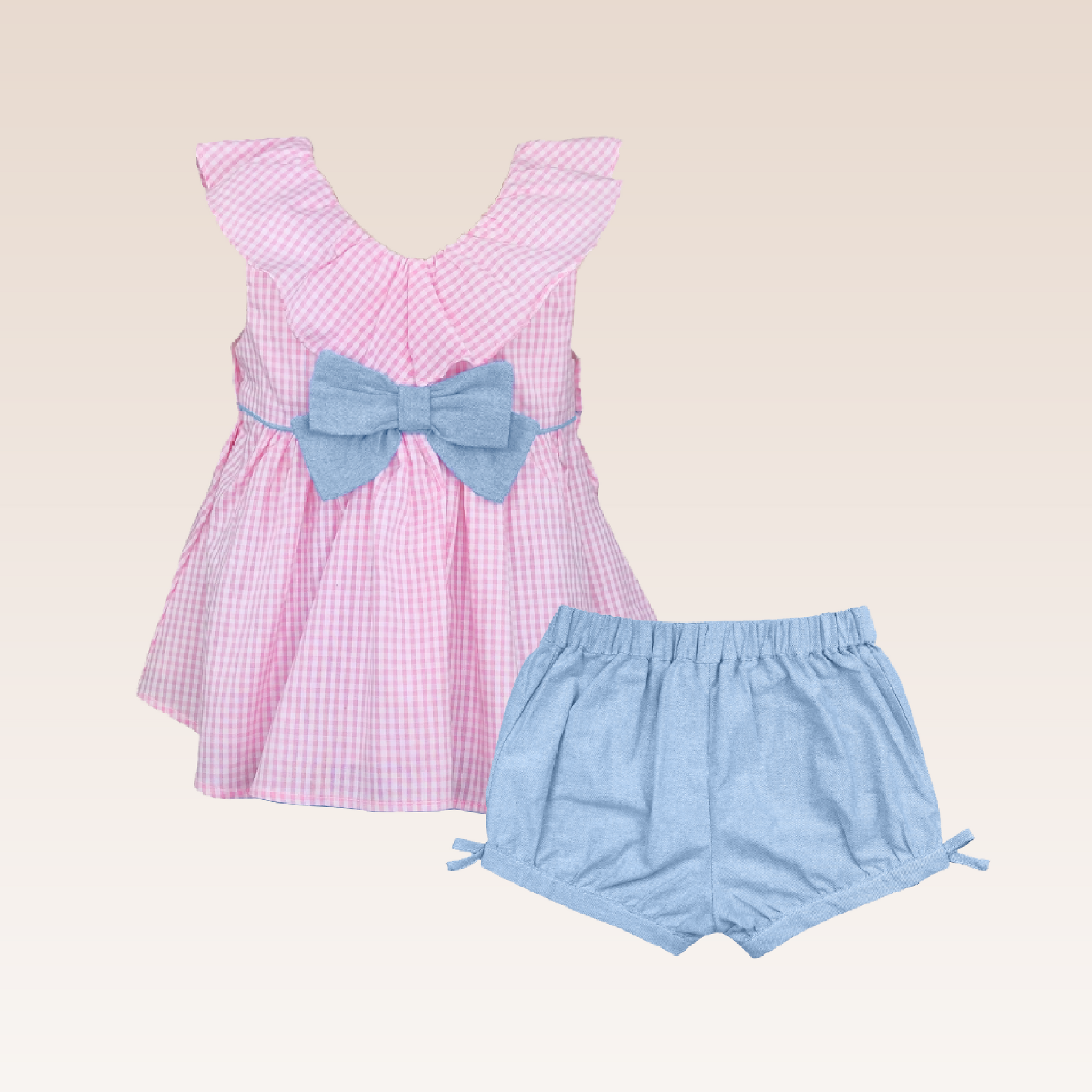 Dorothee Baby Girls and Girls Gingham Ruffled Top and Shorts