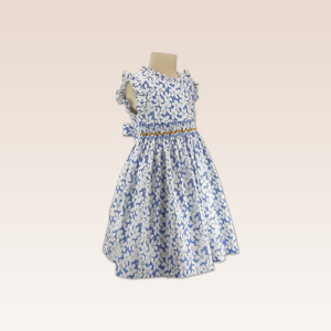 Frances Girls Sleeveless Smocking Dress Floral Print