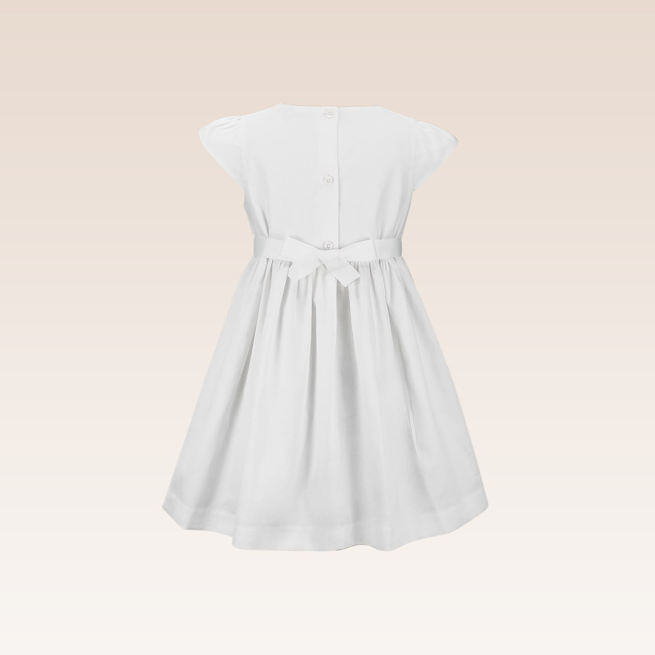 Harriet Communion White Girls Dress with Grosgrain Ribbon Belt and Flower details