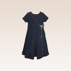 Hannah Girls Navy Dress with Floral Combination