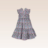 Helene Girls Fuchsia Floral Print Sleeveless Tiered Dress