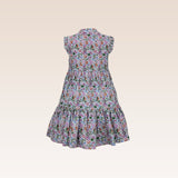 Helene Girls Fuchsia Floral Print Sleeveless Tiered Dress