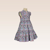 Helene Girls Fuchsia Floral Print Sleeveless Tiered Dress