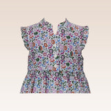 Helene Girls Fuchsia Floral Print Sleeveless Tiered Dress