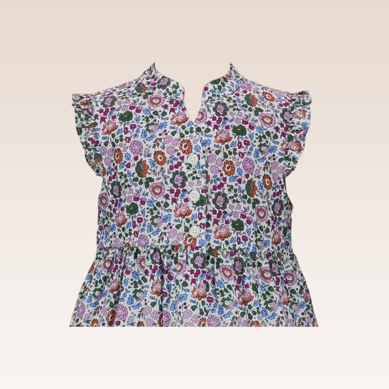 Helene Girls Fuchsia Floral Print Sleeveless Tiered Dress