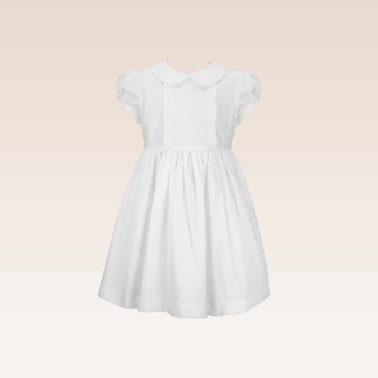 Kasandra Girls White Dress with Ruffles at Front and Collar