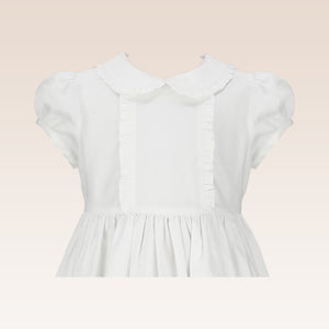 Kasandra Girls White Dress with Ruffles at Front and Collar