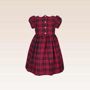 Elodie Girls Picture Smocked Checkered Collared Dress