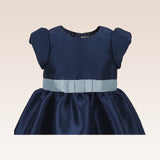 Fleur Girls Navy Party Dress with Ribbon Belt