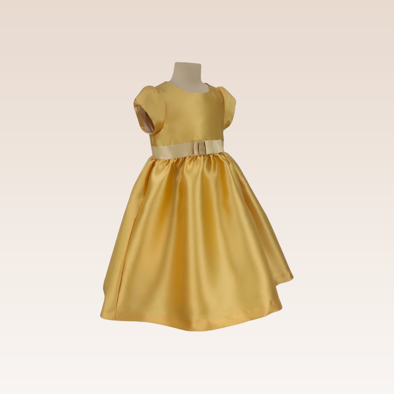 Fleur Girls Yellow  Party Dress with Ribbon Belt-fabric
