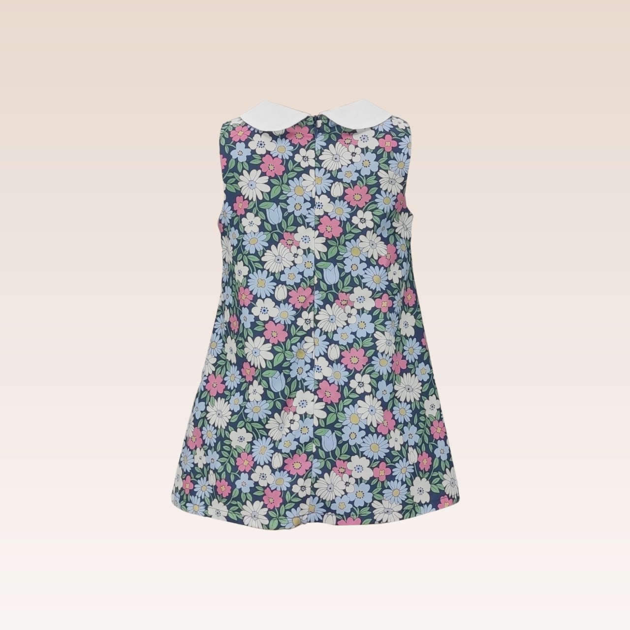 Ellaine Girls Printed Floral Navy Shift Dress with Collar