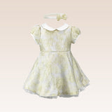 Georgette Baby Girls Gold Jacquard Party Dress