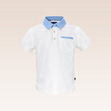 Caleb Boys Polo Shirt with Chambray and Blue Checks Shorts