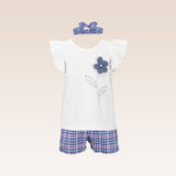 Candice Baby Girls White Top and Checkered Shorts Set
