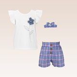 Candice Baby Girls White Top and Checkered Shorts Set
