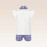 Candice Baby Girls White Top and Checkered Shorts Set
