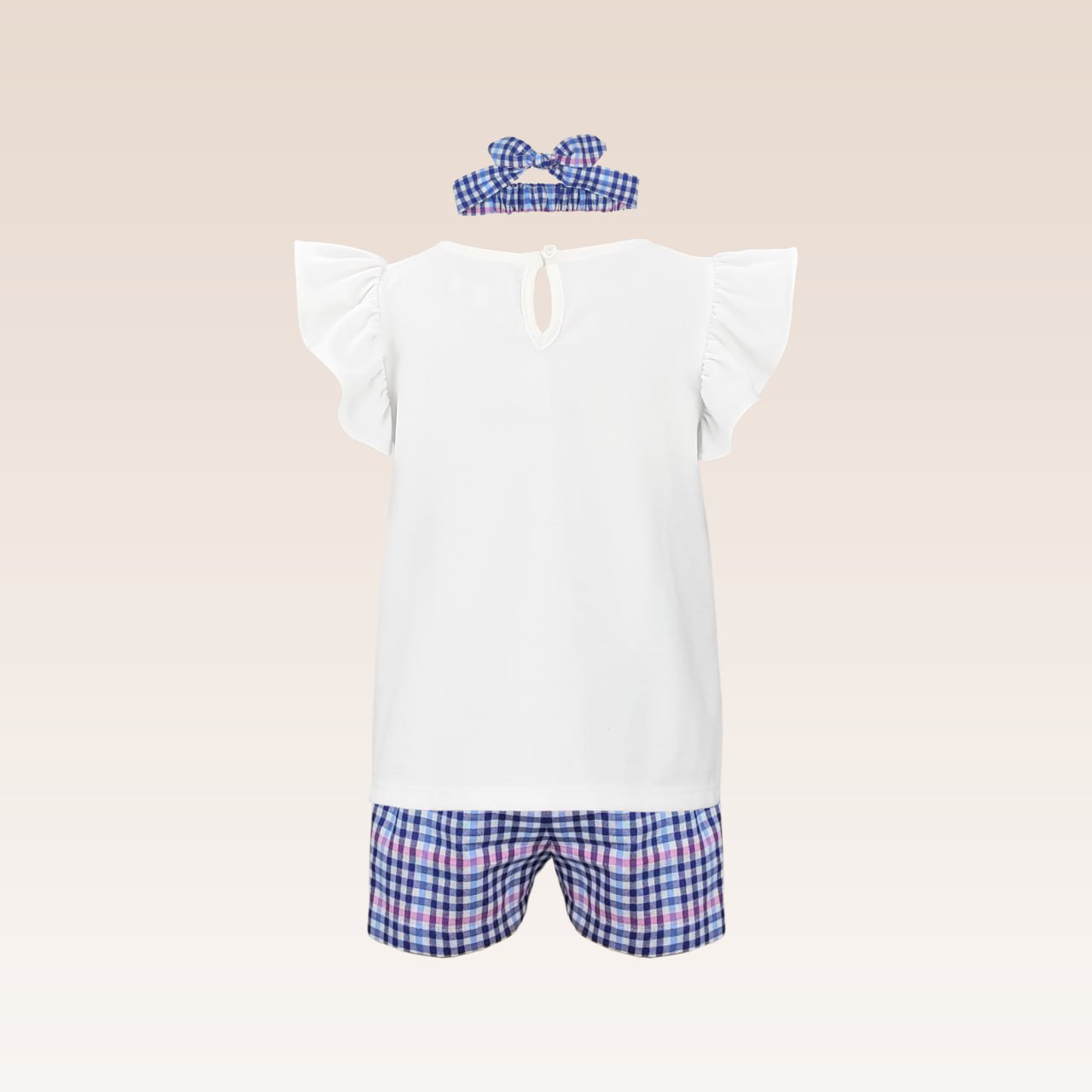 Candice Baby Girls Top and Checkered Shorts Set with Headband