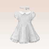Georgette Baby Girls Silver Jacquard Party Dress