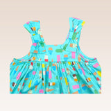 Hailey Baby Girls Blue Green Printed Empire Dress