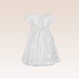 Karla Girls White Dress with Fleurette Waist Detail