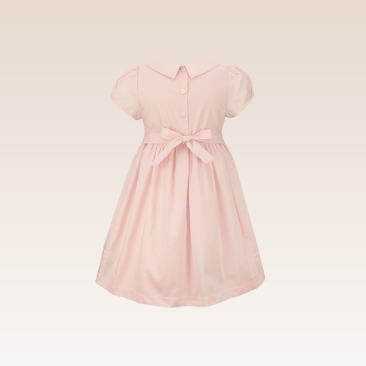 Hazel Girls Pink Dress with Smock and Embroidery details