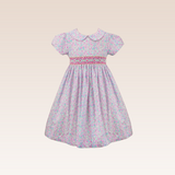 Jaclin Girls Pink Floral Smocked Dress