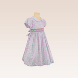 Jaclin Girls Pink Floral Smocked Dress