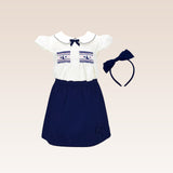 Ines  Girls 2-pc Smock with Embroidery Top and Skirt with headband