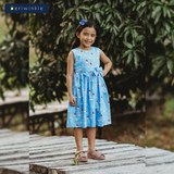 Gretche Girls Sky Blue Printed Dress