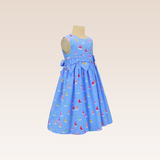 Gretche Girls Sky Blue Printed Dress