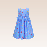 Gretche Girls Sky Blue Printed Dress