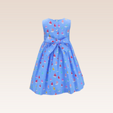 Gretche Girls Sky Blue Printed Dress
