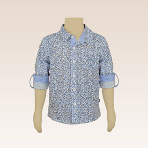 Dariel Boys  Blue Floral Print Long Sleeved Button-down Shirt