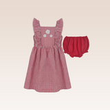 Laura Baby Girls Red Checkered Pinafore Dress
