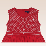 Amanda Girls Red Smocked Dress